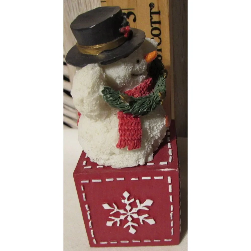 Vintage Carlton Cards figurine snowman Happy Holly Days tree snowflake